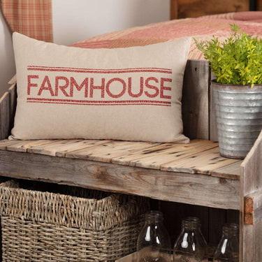 Sawyer Mill Farmhouse Pillow Charcoal, Red & Blue - The Fox Decor